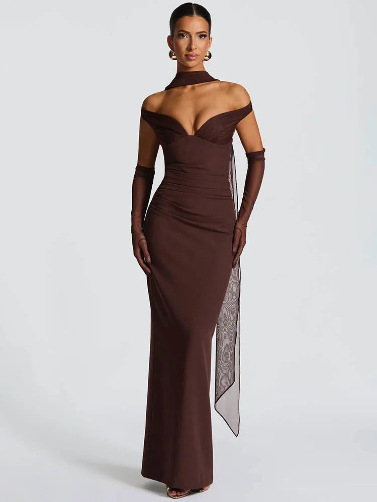 ella mock neck maxi dress Vestido Maxi Ella Mock Neck - Azul Marino